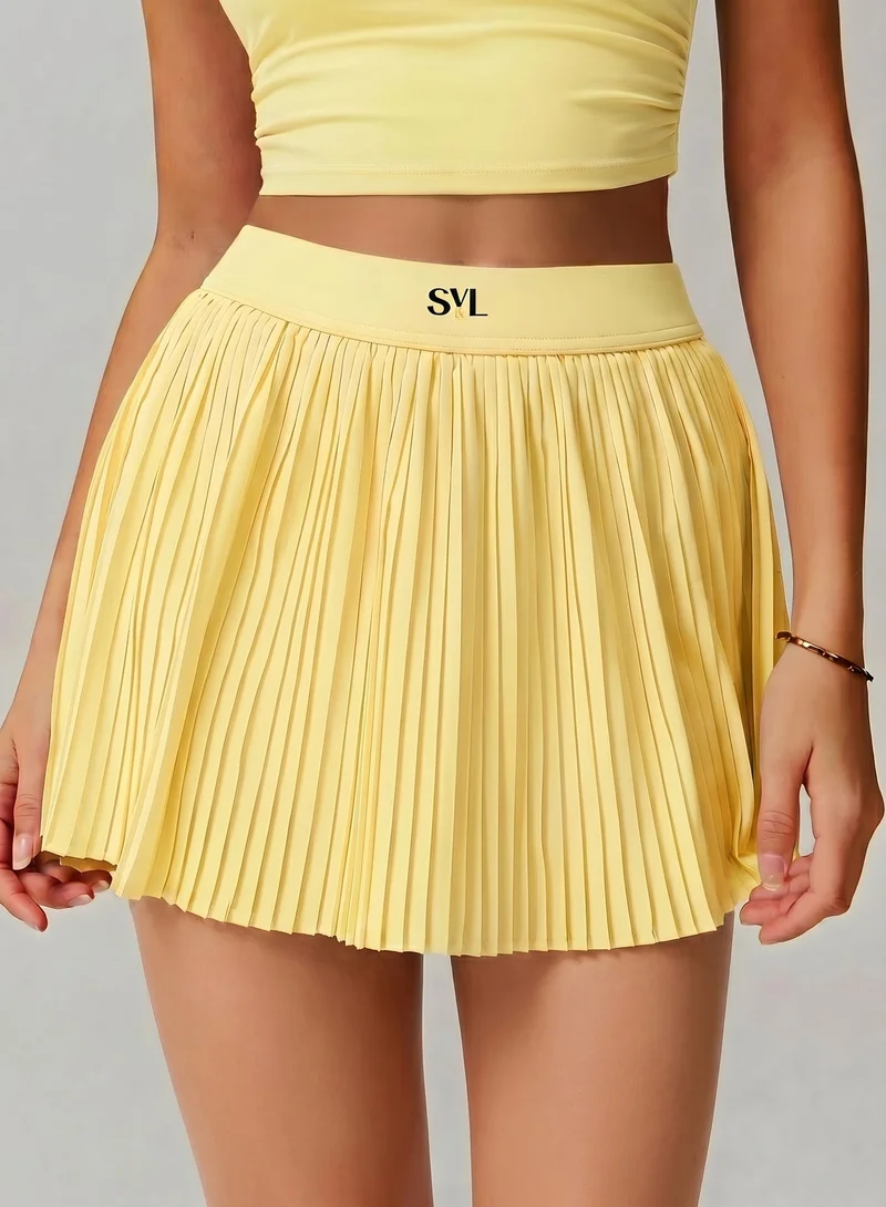 Plush Pleat Padel Tennis Skirt with Built-in Shorts & Pockets