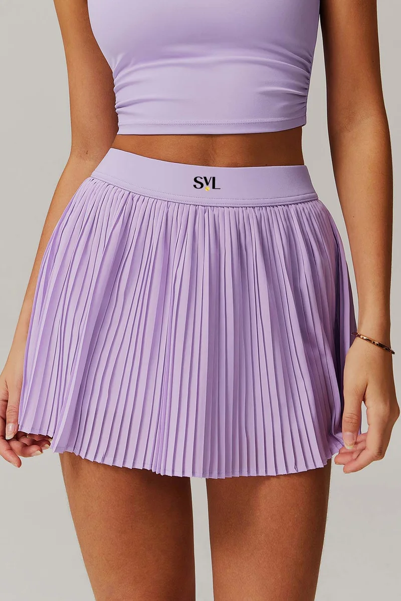 Plush Pleat Padel Tennis Skirt with Built-in Shorts & Pockets