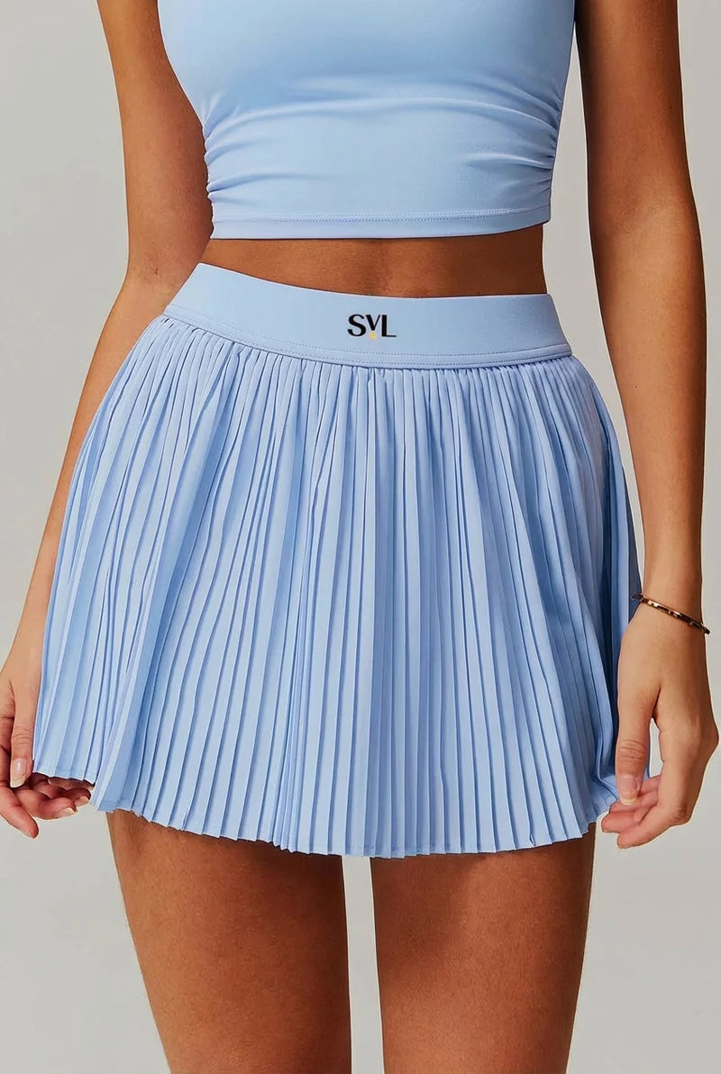 Plush Pleat Padel Tennis Skirt with Built-in Shorts & Pockets