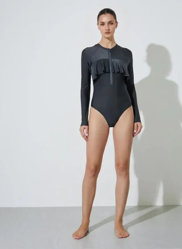 Raglan Ruffle 3-Piece Burkini Swim Set – image 8