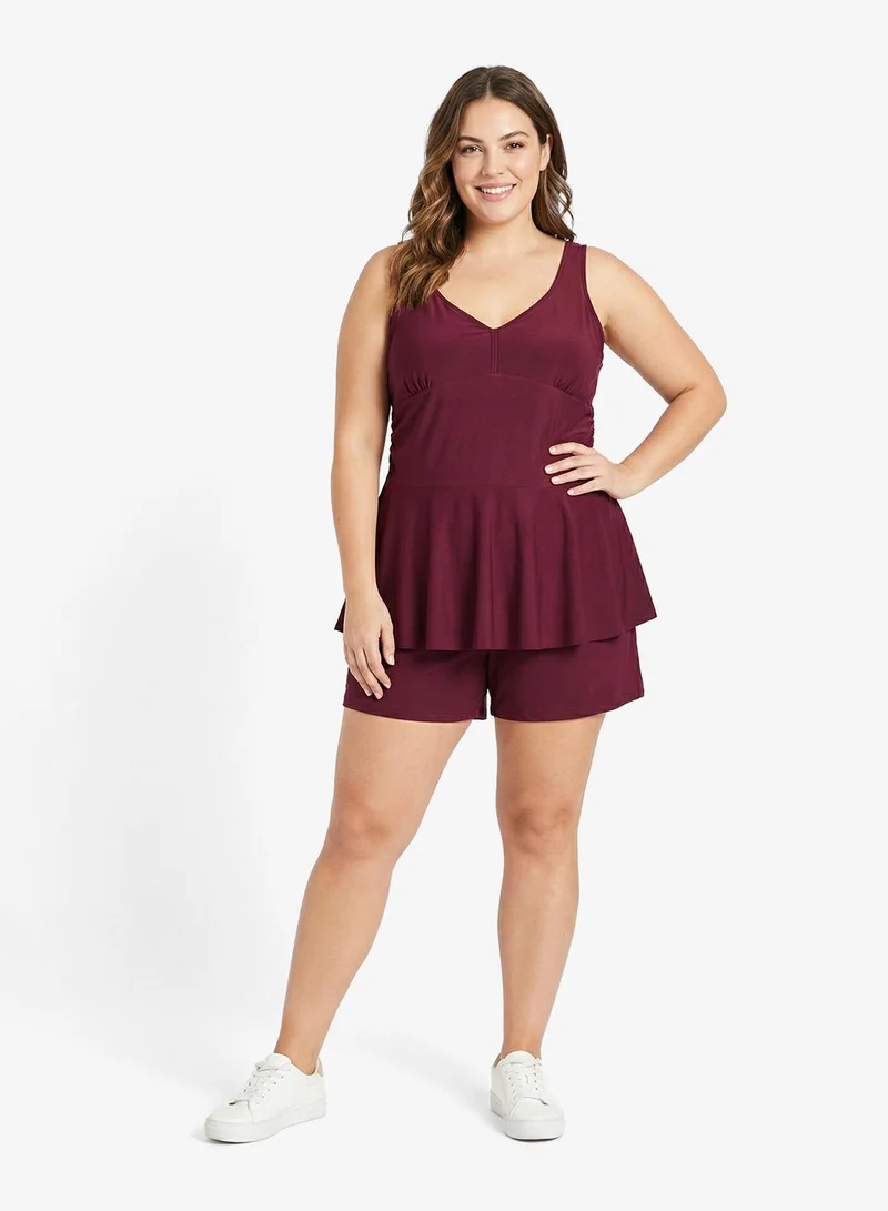 Plunge Neck Skirted Swimsuit