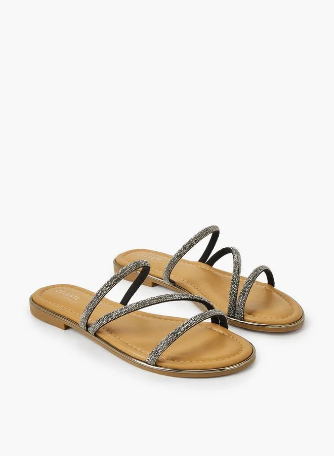 Women's Stone Embellished Flat Sandals