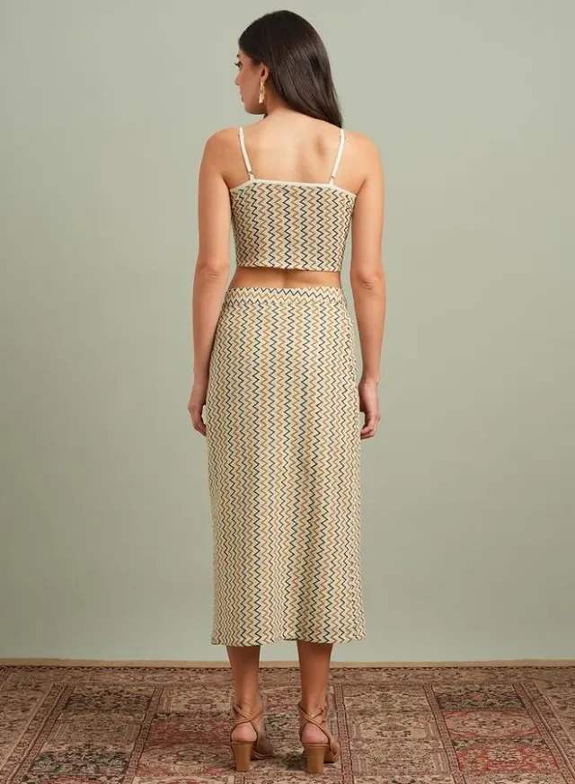 Zigzag Knit Crop Top Skirt Set – image 3