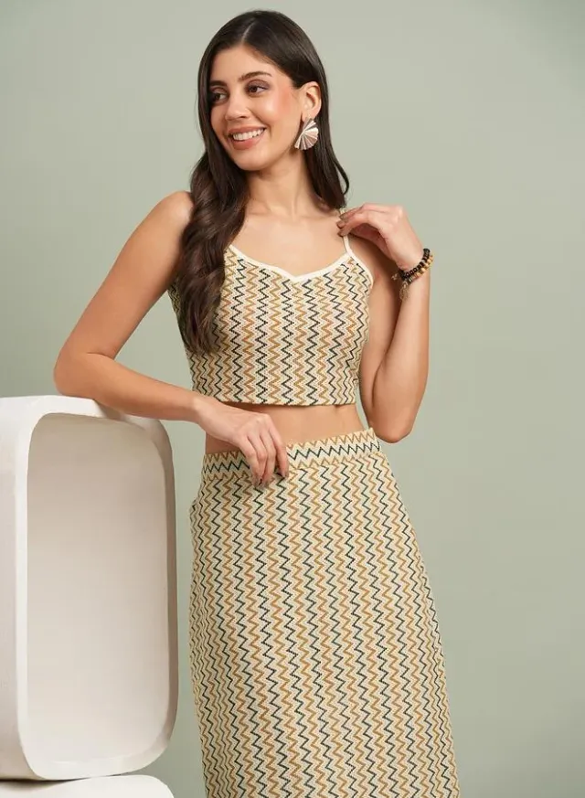 Zigzag Knit Crop Top Skirt Set – image 6