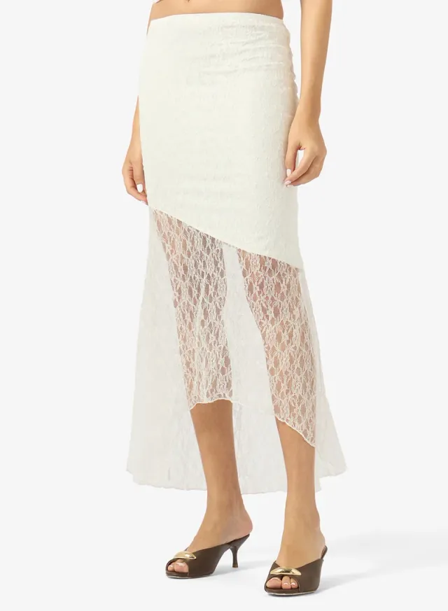 White Lace Cami and Asymmetric Maxi Skirt Set for Women – image 4