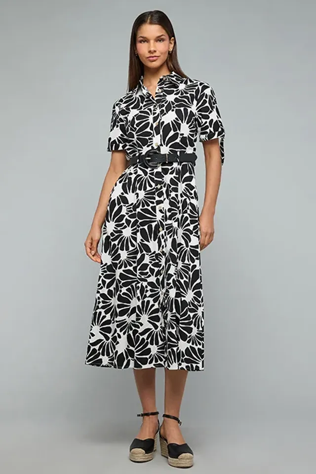 Floral Print Short Sleeve Shirt Dress – image 4