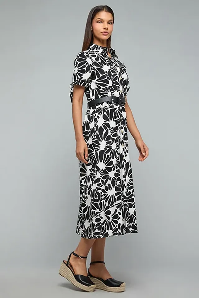 Floral Print Short Sleeve Shirt Dress – image 5