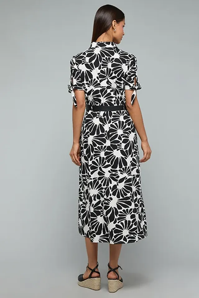 Floral Print Short Sleeve Shirt Dress – image 6
