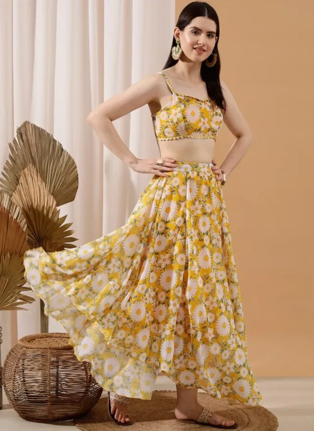 Floral Print Crop Top Skirt Set – image 4