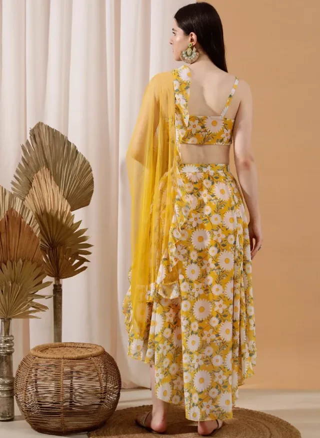 Floral Print Crop Top Skirt Set – image 5