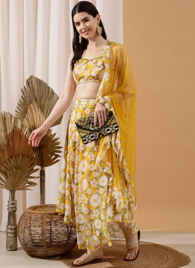 Floral Print Crop Top Skirt Set – image 6