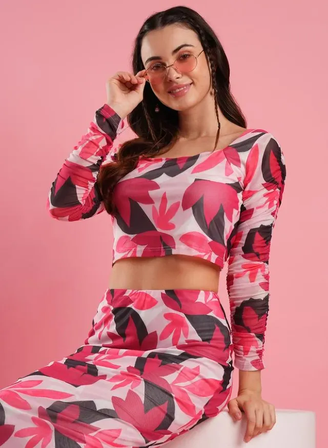 Globus Floral Mesh Crop Top & Skirt Co-ord – image 6