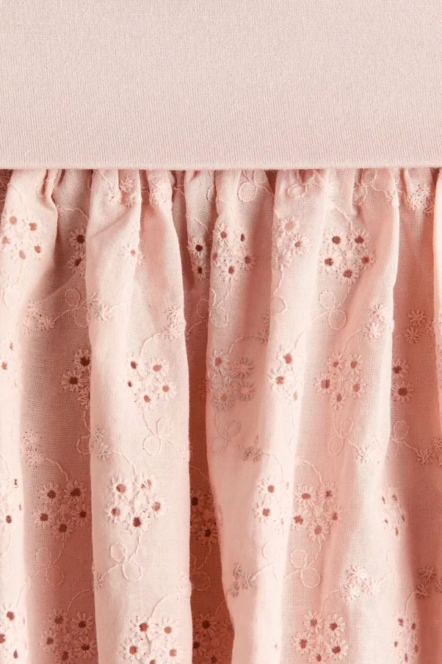 Pink Mini Skort with Broderie Anglaise Detail and Scalloped Hem – image 5