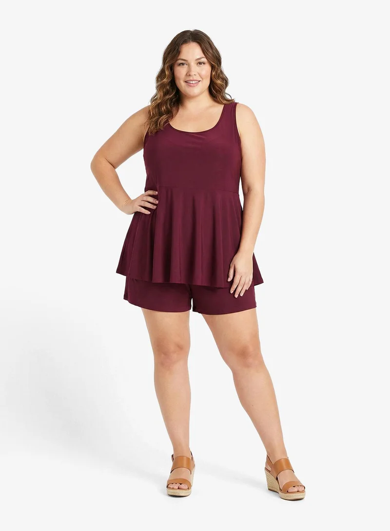 Square Neck Swimsuit Skirt