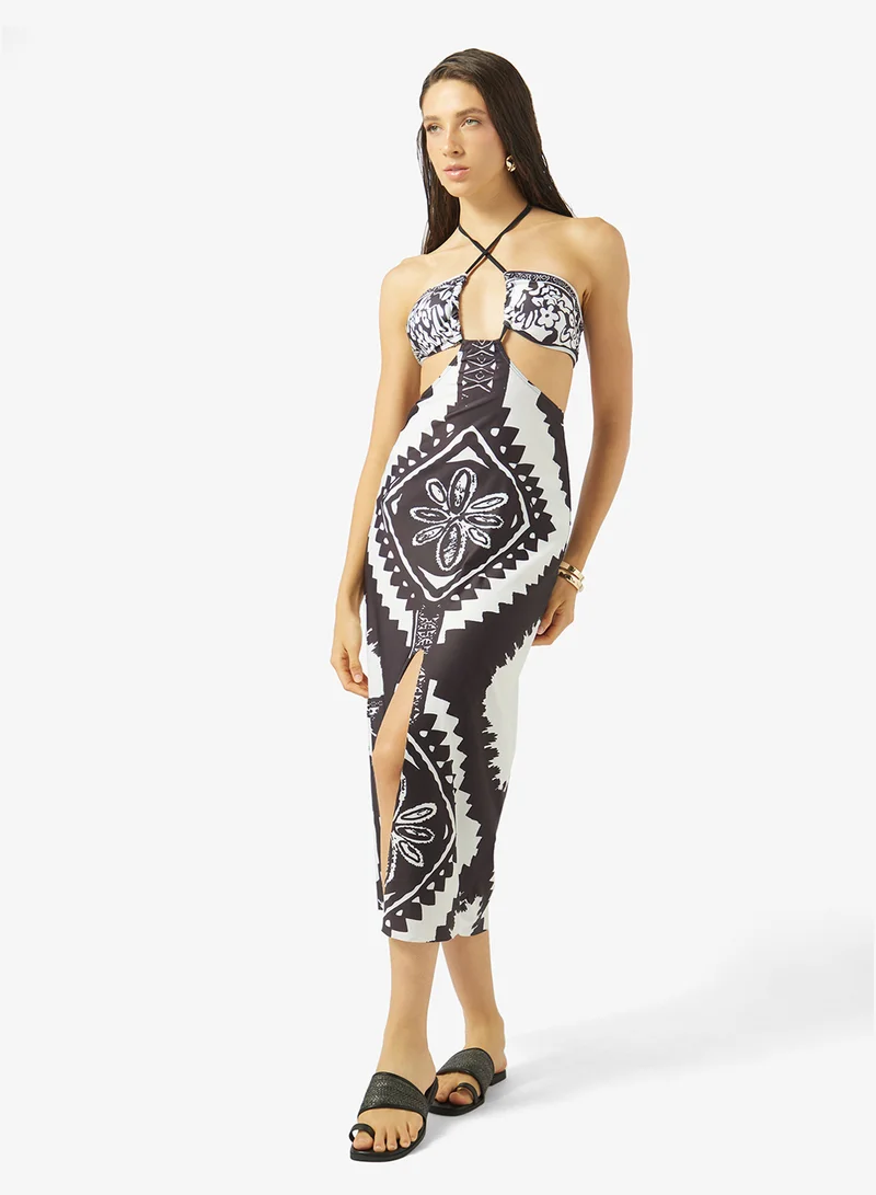 Hakter Neck Monochrome Dress