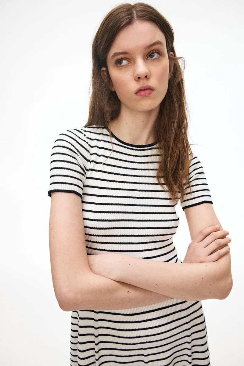 Ribbed Flared Dress