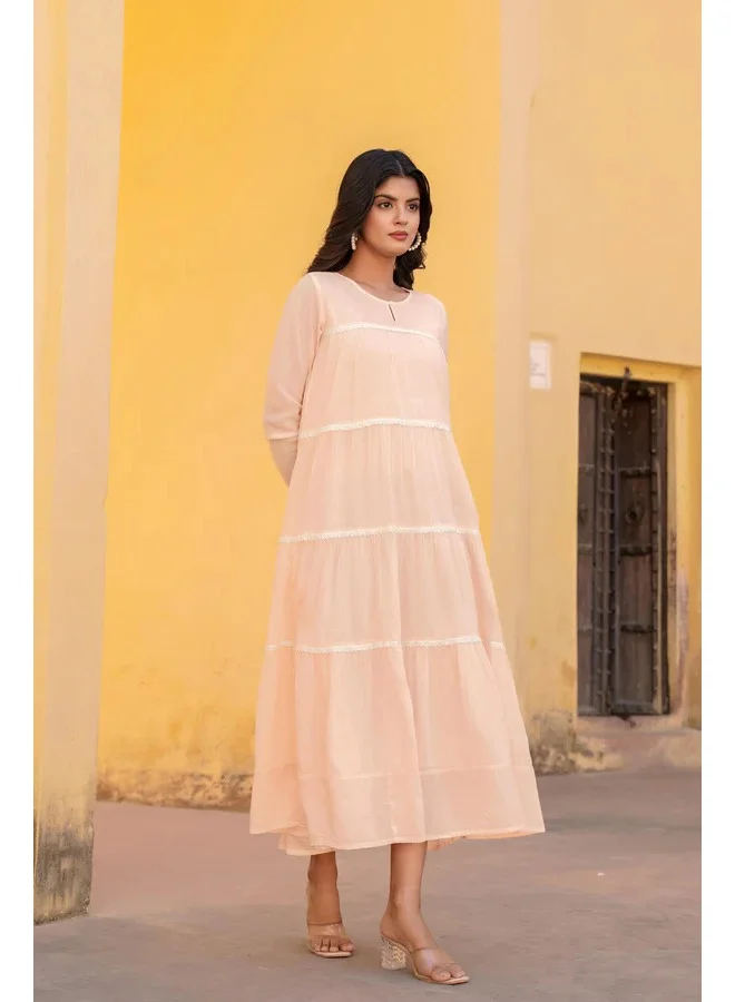 Flared Kurti Dress Pastel Peach