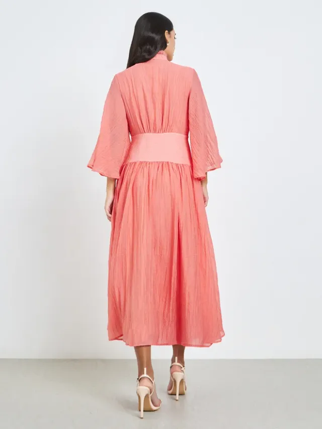 Styli Crinkle A-Line Maxi Dress Pink – image 4