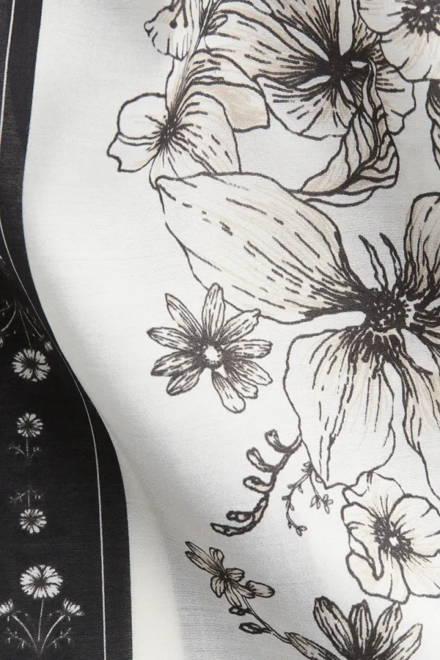 Black and White Floral Calf-Length Slip Dress with Adjustable Straps – image 5