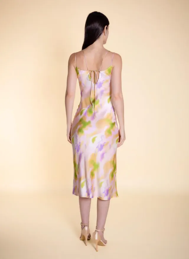 Abstract Print Satin Midi Dress – image 4