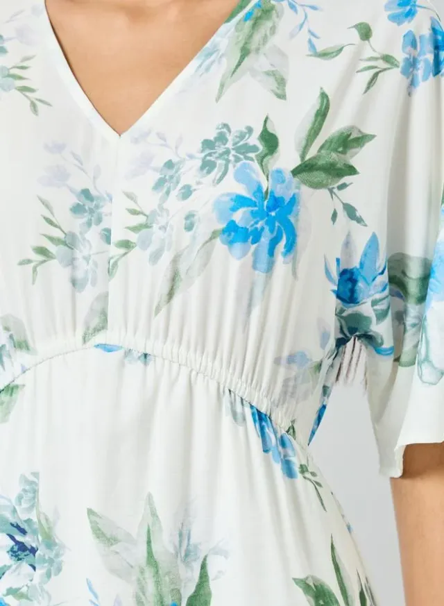 Floral Short-Sleeve A-Line Maxi Dress – image 4