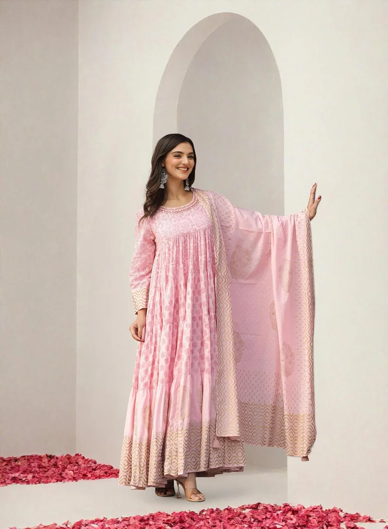 Women's Embellished Midi Kaftan Dress Pink