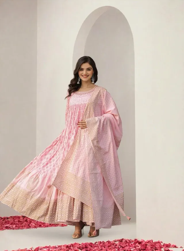 Women's Embellished Midi Kaftan Dress Pink – image 5