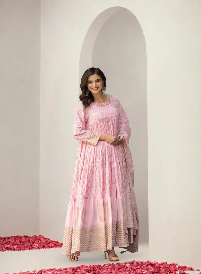 Women's Embellished Midi Kaftan Dress Pink – image 6