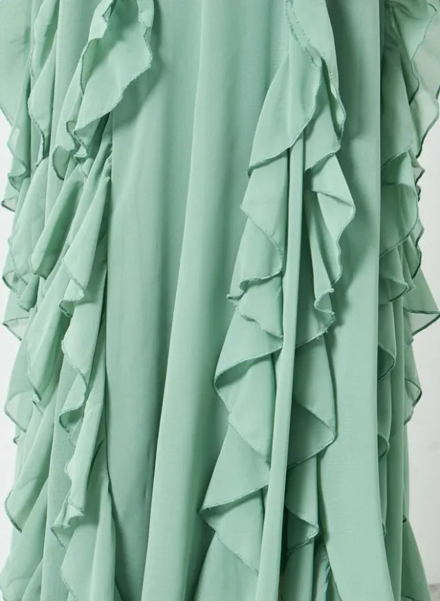 Ruffled Maxi Dress Green – image 4