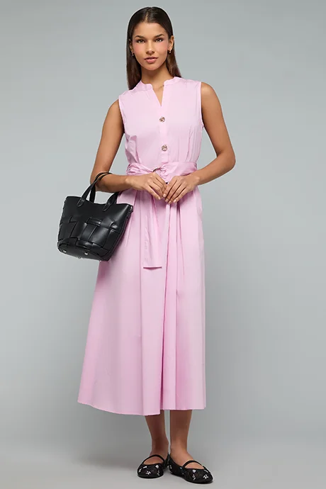 Solid Sleeveless Midi Dress