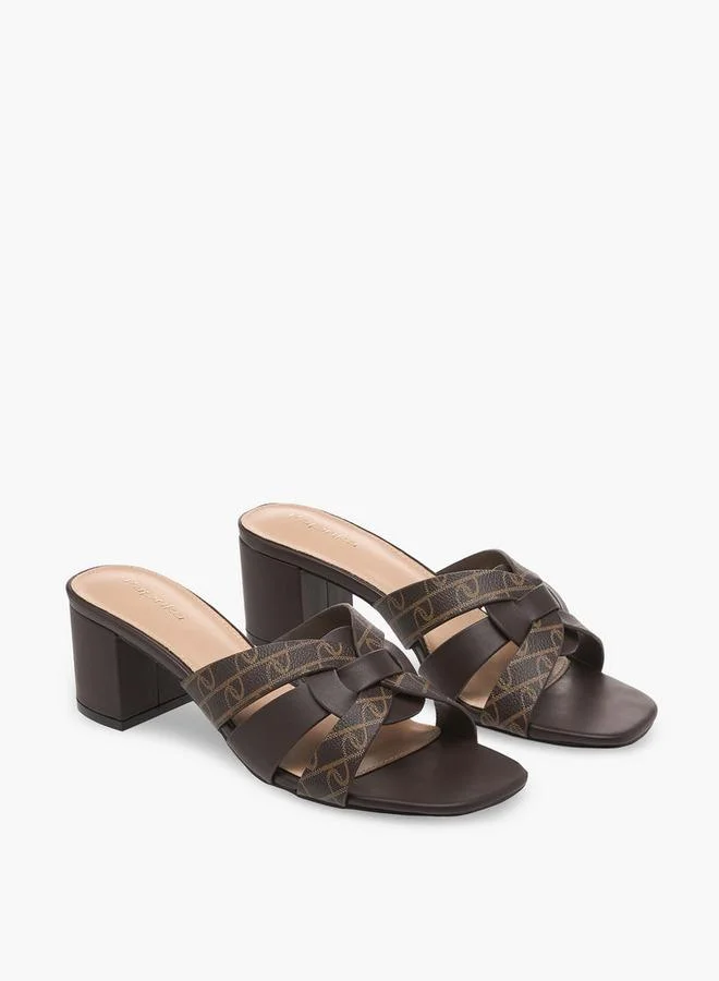 Women Printed Block Heel Slip-On Sandals