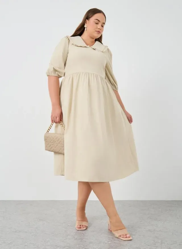 Collared Poplin Midi Dress