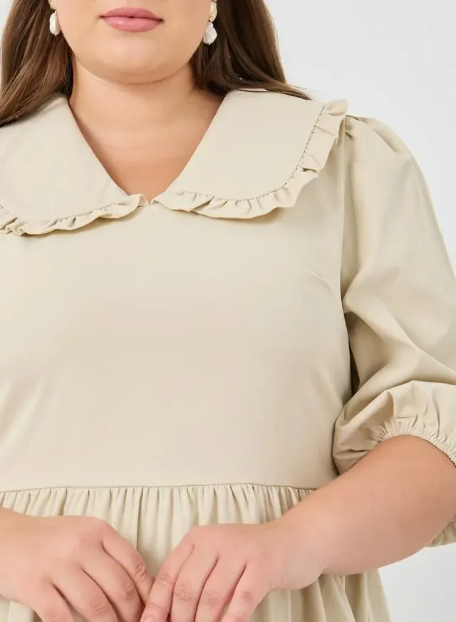 Collared Poplin Midi Dress – image 4