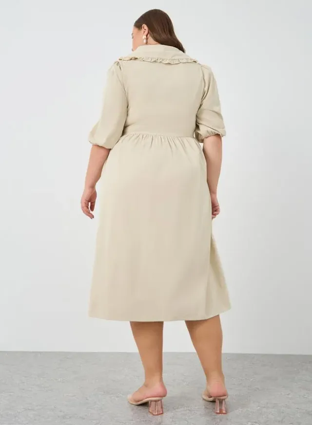 Collared Poplin Midi Dress – image 5