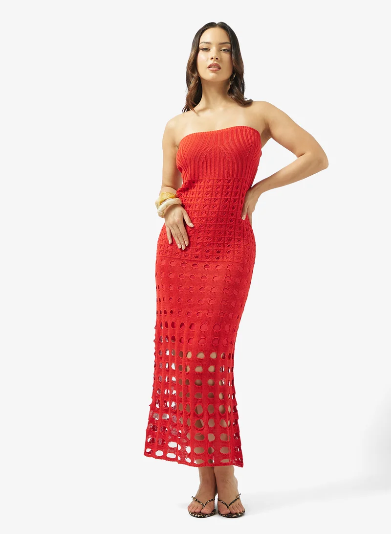 Bandeau Openwork Shift Dress