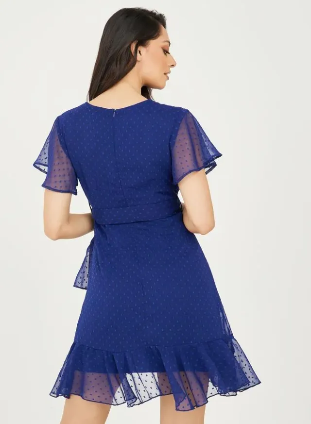 Dobby Wrap Frill Hem Mini Dress – image 4