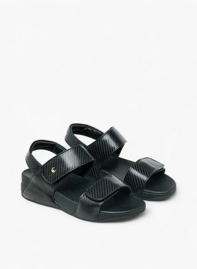 Women's Textured Hook & Loop Strap Sandals
