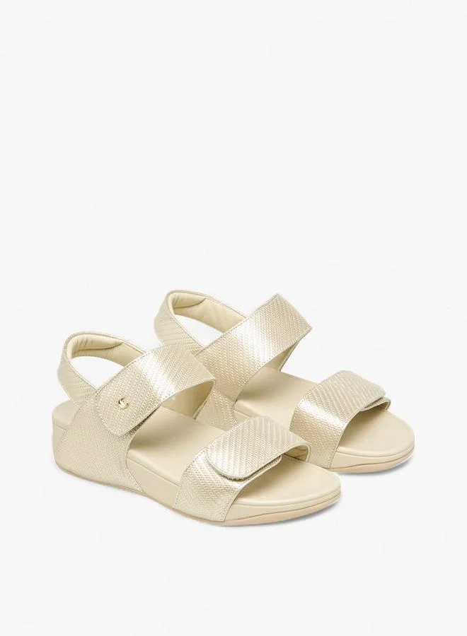 Women's Textured Hook & Loop Strap Sandals