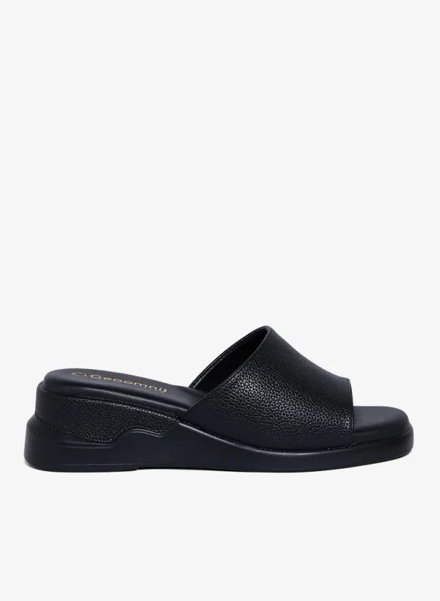 Black Synthetic Slide Sandals for Women - Cushioned Sole – image 2