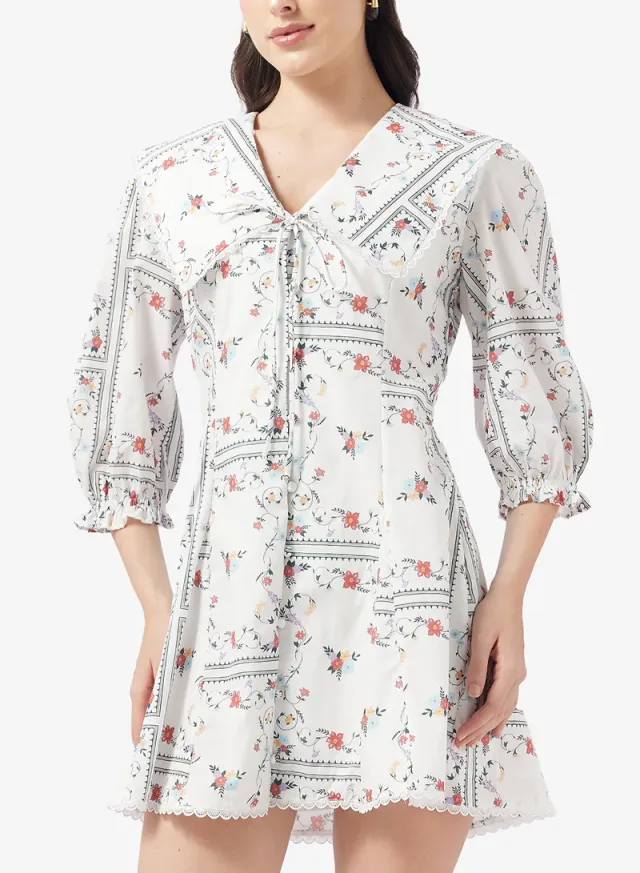 Cape Collar Short Sleeve Mini Dress – image 3