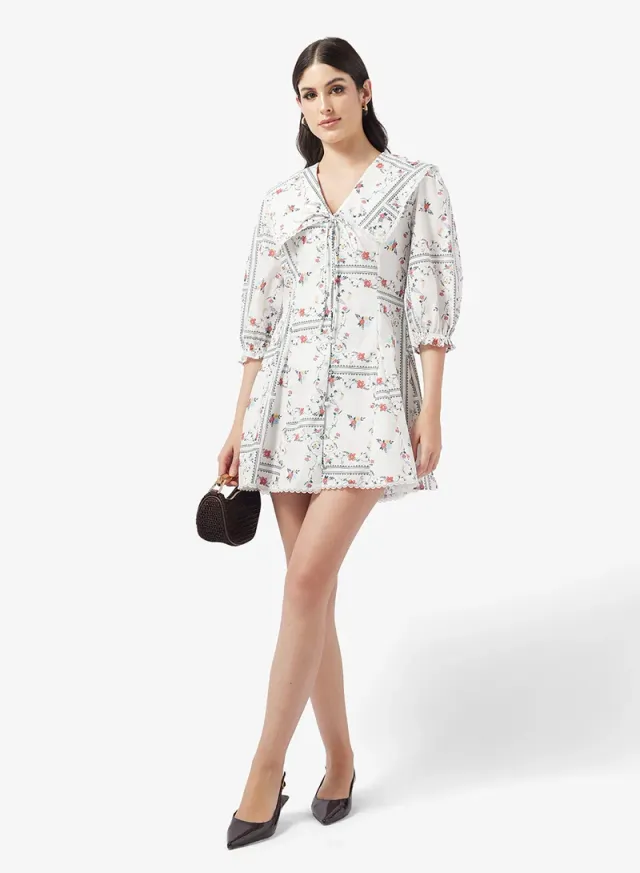 Cape Collar Short Sleeve Mini Dress – image 4