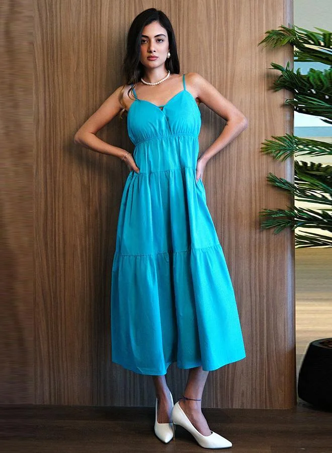Cotton Tiered Tie-Back Dress