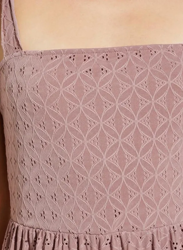 Square Neck Eyelet Maxi Dress Pink – image 4