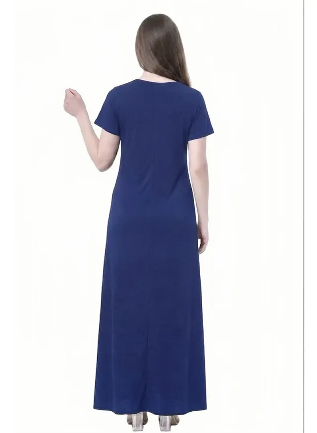 Syrian Cotton Printed Maxi T-Shirt Dress for Women - Home Wear – image 3
