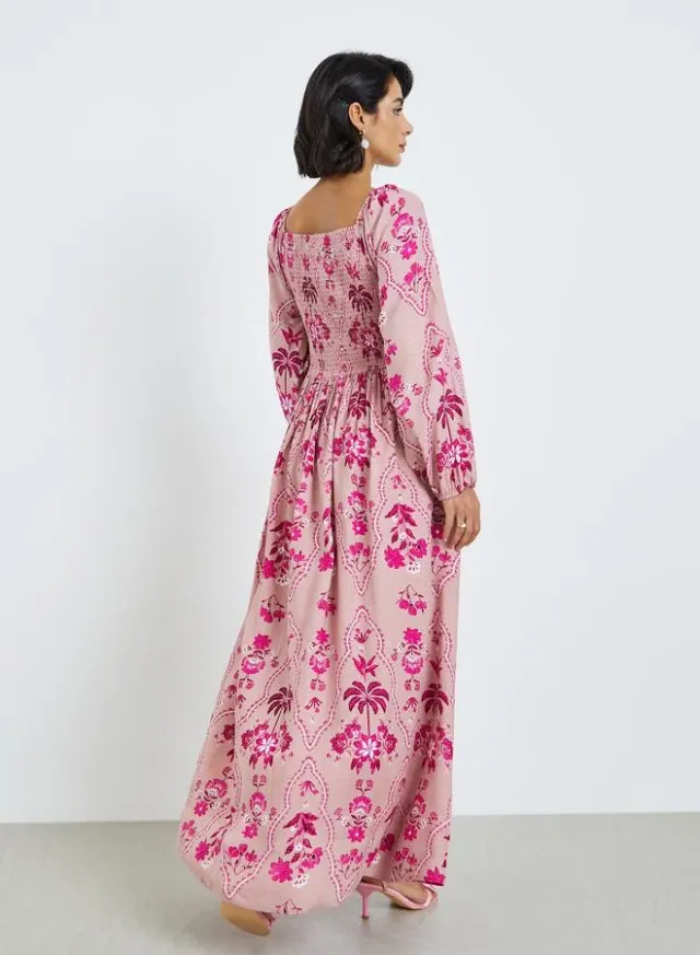 Women's Crinkle Rayon Smock Maxi Dress – image 5