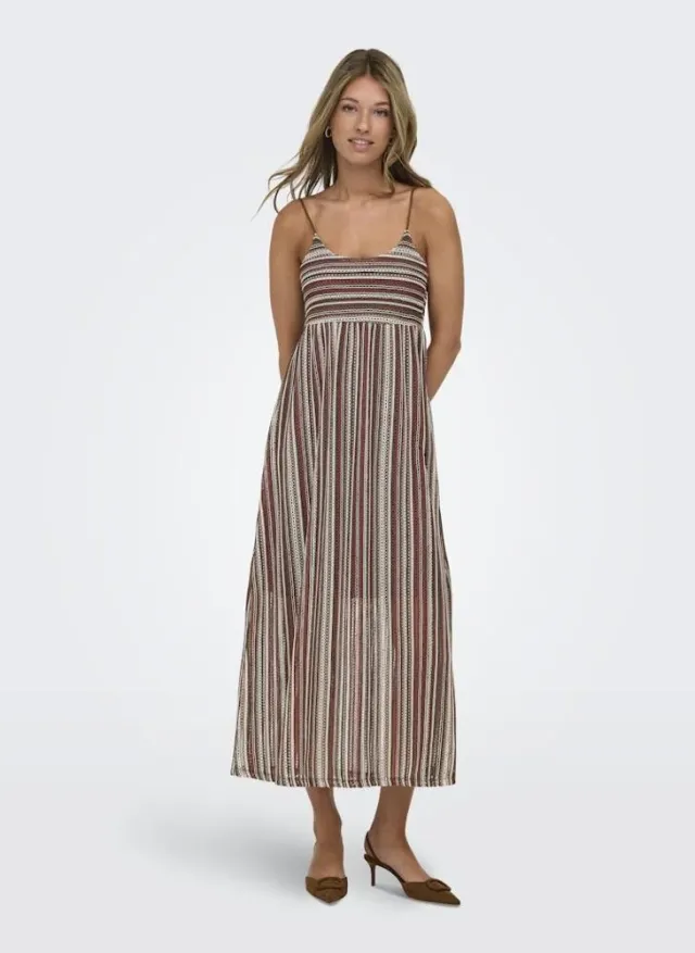 Midi Length Striped Square Neck Sleeveless Dress for Women – image 4