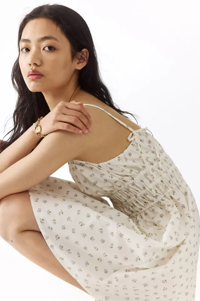 White Mini Floral Cotton Slip Dress with Tie-Top Straps – image 2