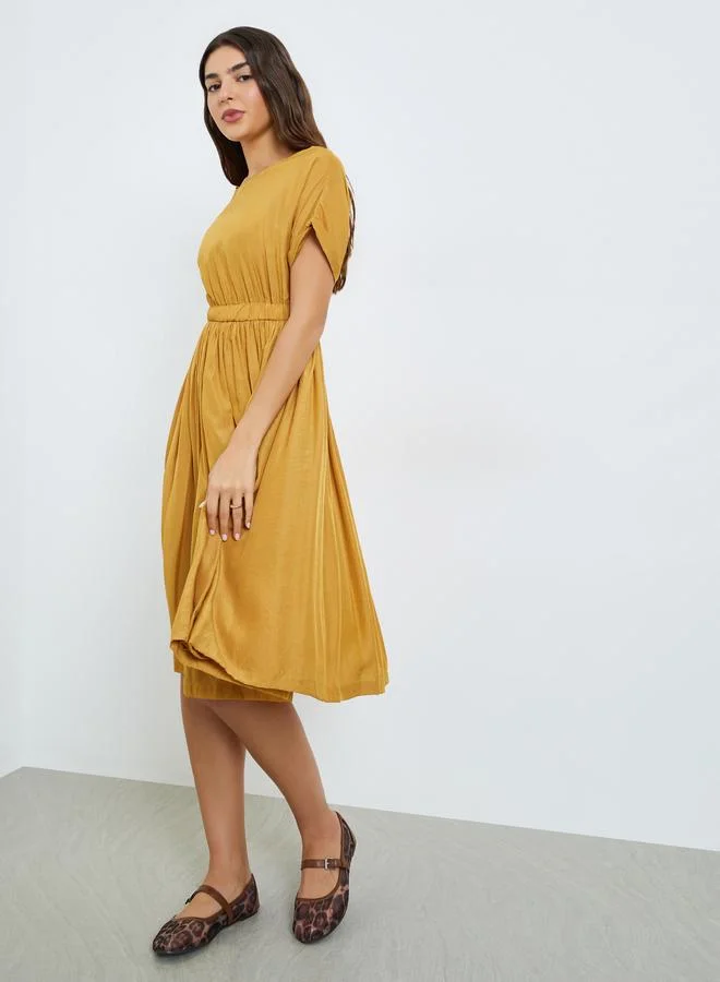 A-Line Midi Dress Mustard