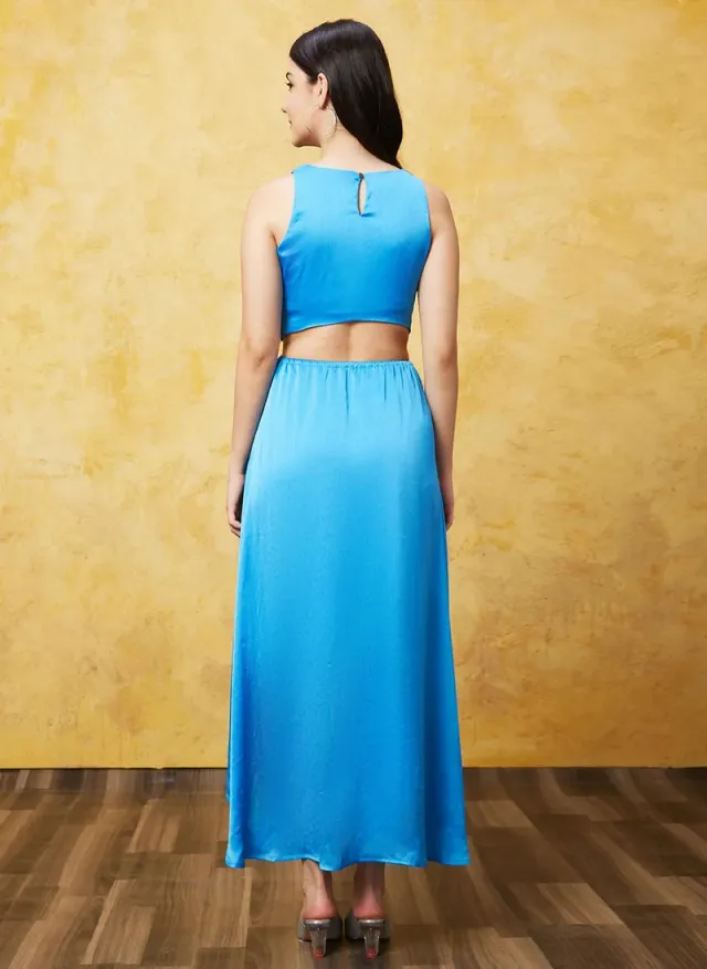 Globus Women Sleeveless Cut Out Fit & Flare Midi Dress, Blue – image 4