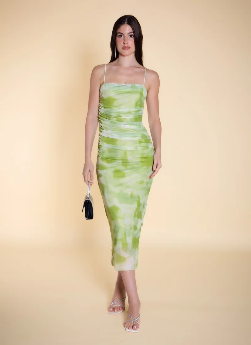 Printed Chiffon Pencil Dress